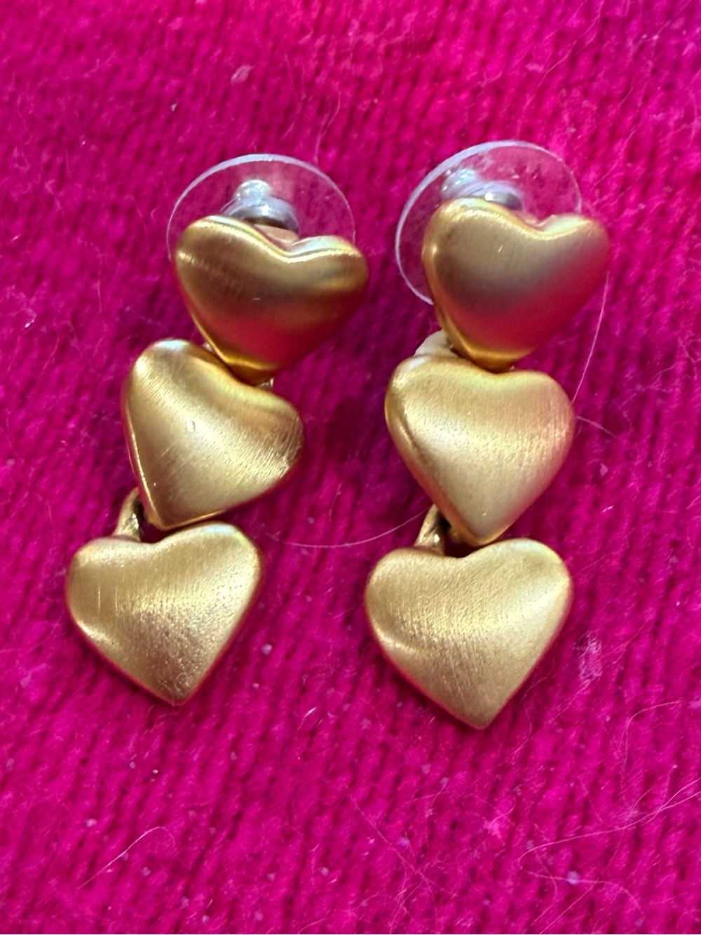 Anne Klein Gold Three-Tier Heart Drop Earrings